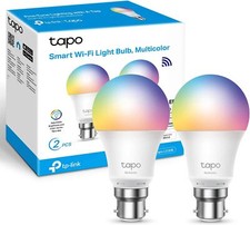 Pack of 2 x Tapo Smart Bulb Smart WIFI LED Light, B22, 8.3W Colour Changeable UK