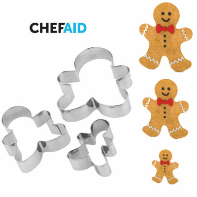 NEU! CHEFAID 3 Edelstahl Lebkuchenmann Ausstecher Set