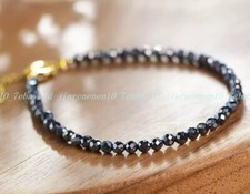 4mm Faceted Hematite Crystal Beads Healing Dainty Minimalist Simple Bracelet