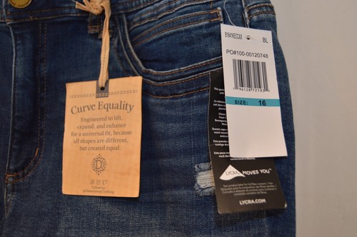 Democracy Ankle Skimmer Size 16 Women's Jeans Dark Wash Distressed - Picture 3 of 12