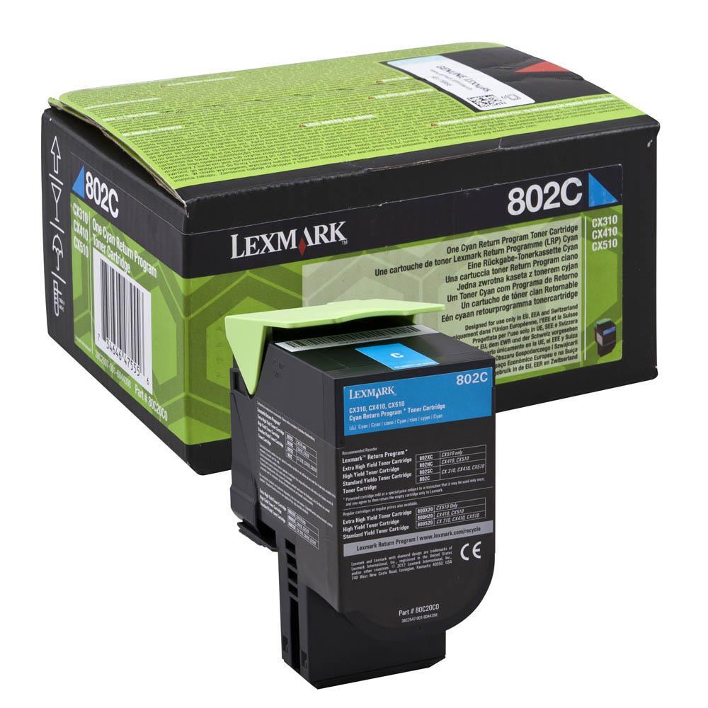 ORIGINALE LEXMARK 802C CIANO 80C20C0 PER LEXMARK CX310N CX310DN CX410DE CX410DTE - Immagine 2