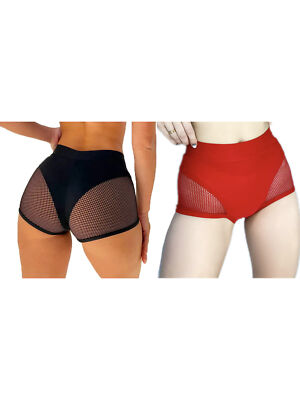 DE Damen Hosen Kurz Shorts Sport Dessous Pole Dance Unterwäsche Fischernetz Yoga