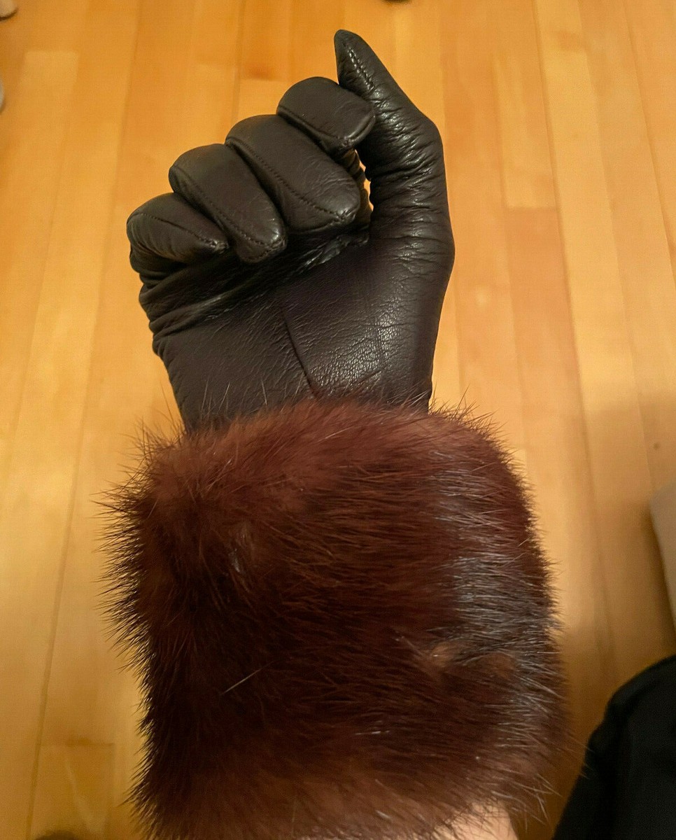Authentic Chanel leather gloves with fur cuffs | eBay