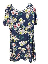 Yelete Trapeze Dress Womens Size 2X Flowy Cottagecore Floral Bloomcore Casual