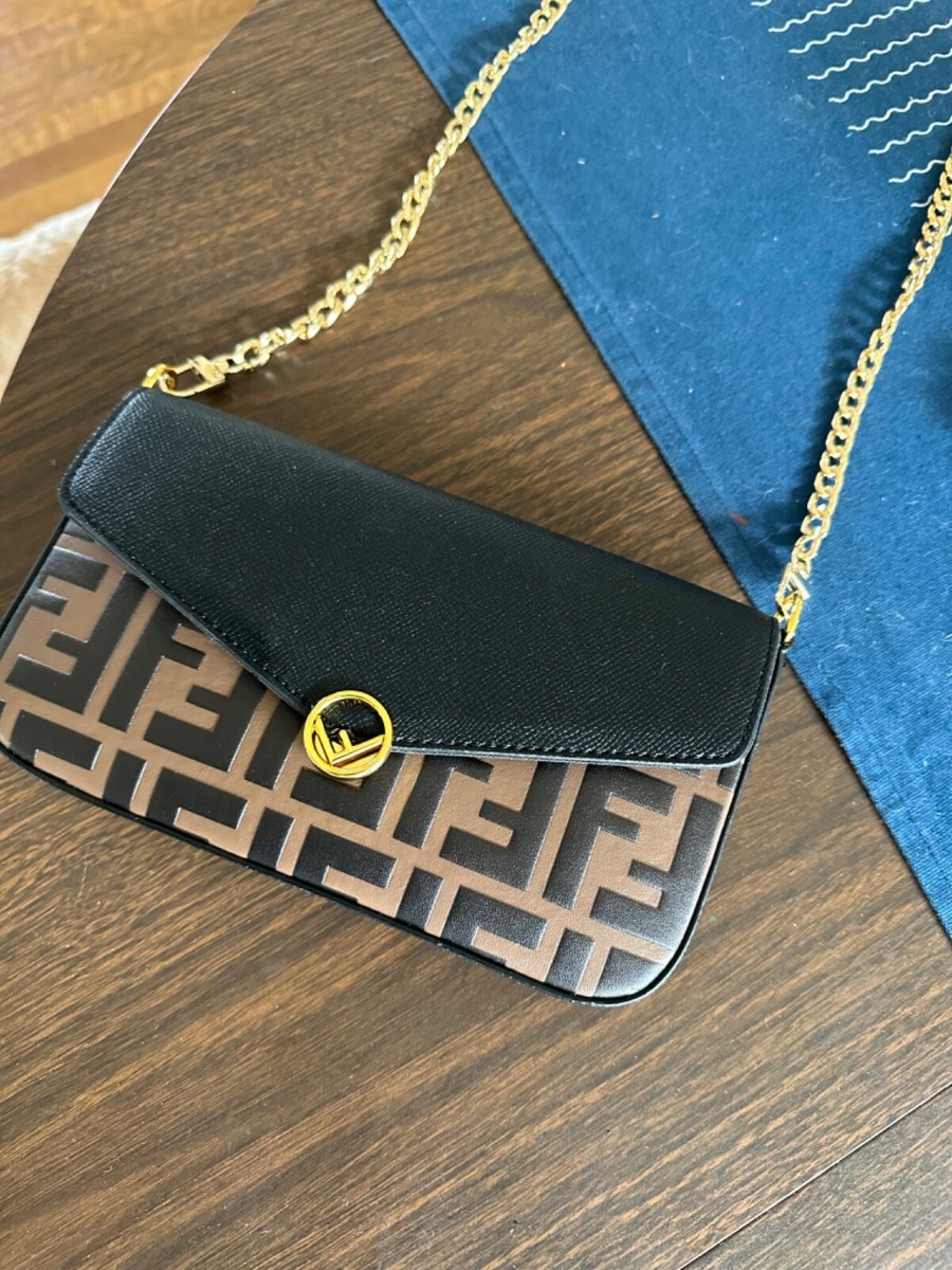 Fendi Wallet On Chain With Pouches & CardHolder Brown