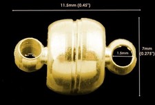 10 GOLD Plated MAGNETIC CLASPS ~ 11x7mm Barrel ~ Drum shape  Magnet Closure