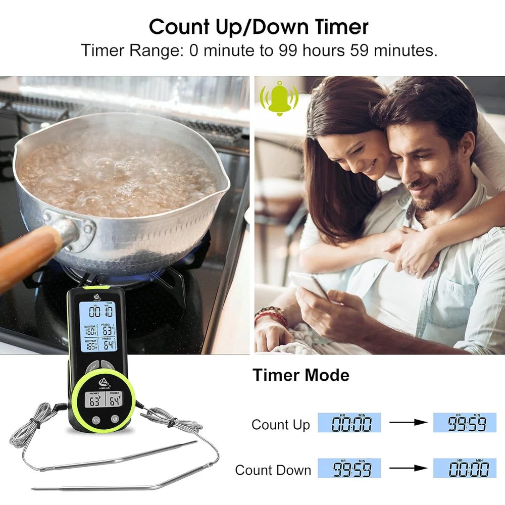 Remote Meat Thermometer for Cooking - Dual Probes Digital Meat Temperature Therm