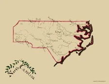 Historic State Map - North Carolina - Henshaw 1828 - 23 x 29.50