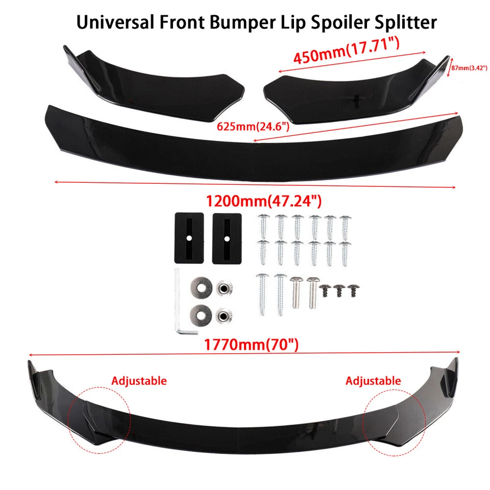 Parachoques delantero divisor alerón labial negro para Infiniti QX30 QX50 QX55 QX60 QX80 Foto 2 de 4