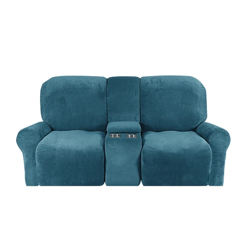 2-Sitzer Stretch Liegesofa Bezug Samt Schonbezug mit Getränkehalter Mittelkonsole - Bild 7 von 104