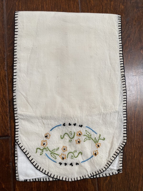 Vintage Embroidered Silver Flatware Utensil Cloth Pouch