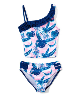 Jantzen Girls' Asymmetrical Two-Piece Tankini Swimsuit (Size 4 -12)