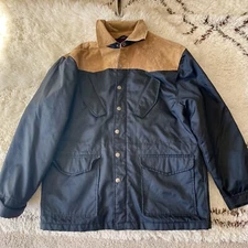 Guide Gear Men's Jacket Parka Coat Black Large Blanket Lined Drifter Leather