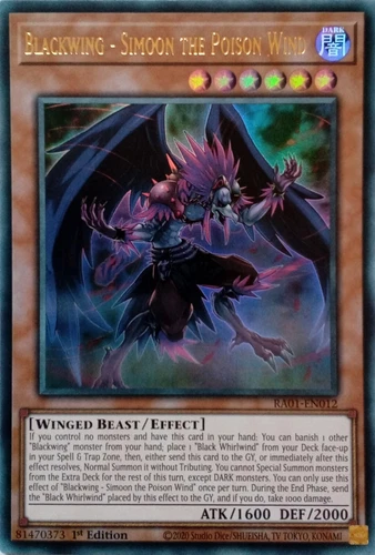 RA01-EN012 BLACKWING - SIMOON THE POISON WIND ULTRA RARE 1ST EDITION YuGiOh CARD