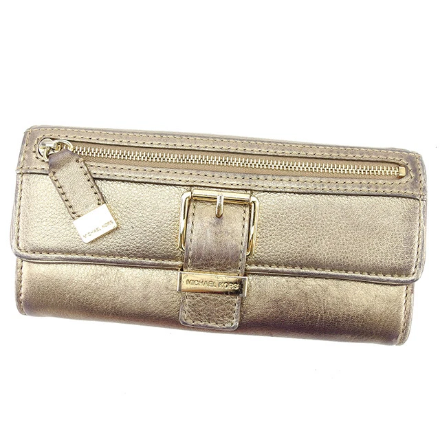 Michael Kors Wallet Purse Long Wallet Gold Woman Authentic Used T823