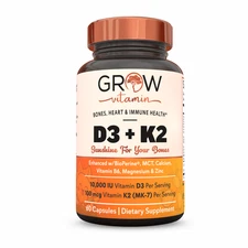 Vitamin K2+D3 | Supplement with BioPerine, Boost Immunity, Skin & Heart Health