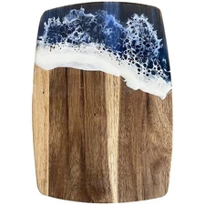 Ocean Charcuterie Board Resin Cutting Board with blue wave pattern Kitchen Ch...