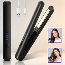 USB Rechargeable Flat Iron Cordless Hair Straightener & Curler 4 Temp Settings