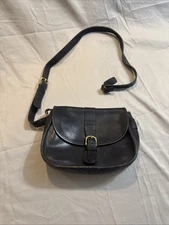 Vintage Coach Leather Women Sholder Bag # 081-4101 Black
