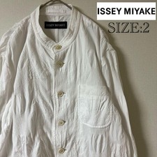ISSEY MIYAKE Switching Design No Collar Jacket White Size 2 EK AFB