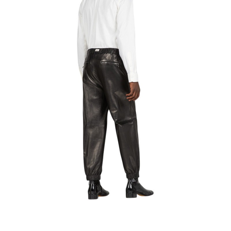 Authentic Men's Gucci Black Soft Nappa Leather Jogging Pants