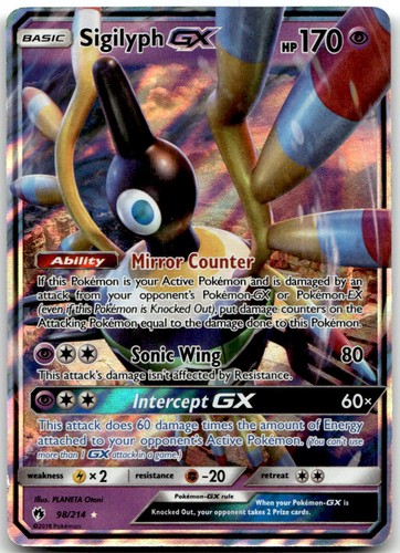 Sigilyph GX 98/214 Holo GX Rare Lost Thunder Pokemon Heavily Played