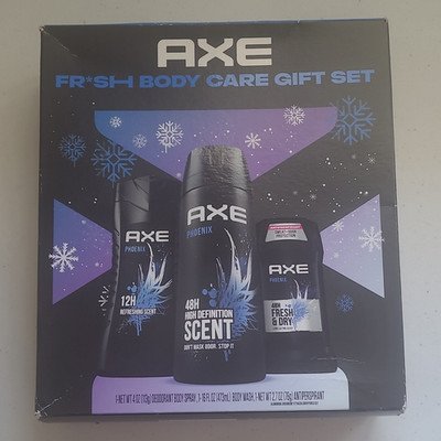 AXE Phoenix Men's Body Care Gift Set Deodorant Spray, Body Wash, Antiperspirant