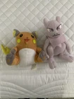 Vintage 1996 Pokemon Plushies Mewtwo and Raichu Stuffed Toy Hasbro Nintendo