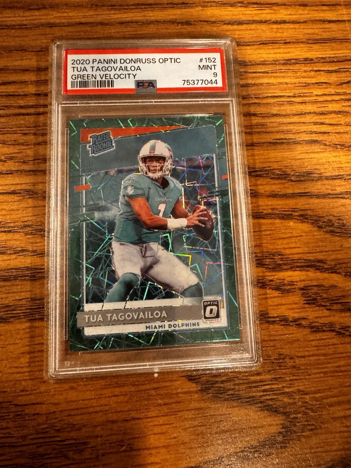 2020 Panini Donruss Optic Rated Rookies Tua Tagovailoa #152 Green Velocity PSA 9