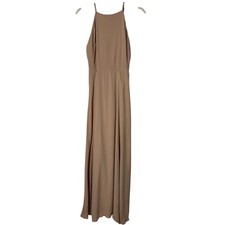 Reformation Maxi Dress Womens 8 Tan High Neck Open Back Sleeveless Summer