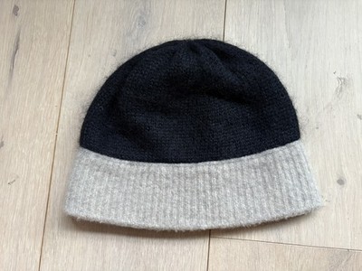 Rag & Bone Wool Nylon Beanie Knit Winter Black White Hat