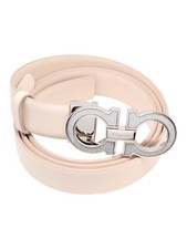 Salvatore Ferragamo Women's 725713 Bone Gancini Diamond Buckle Belt 100 MSRP 550