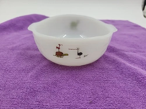 Vintage Anchor Hocking Fire King BC Comics Johnny Hart Dinosaur Turtle Bowl Dish