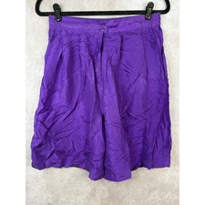 Vintage Silk Shorts Womens L Purple High Waist Pleated Relaxed Pockets RN 81852