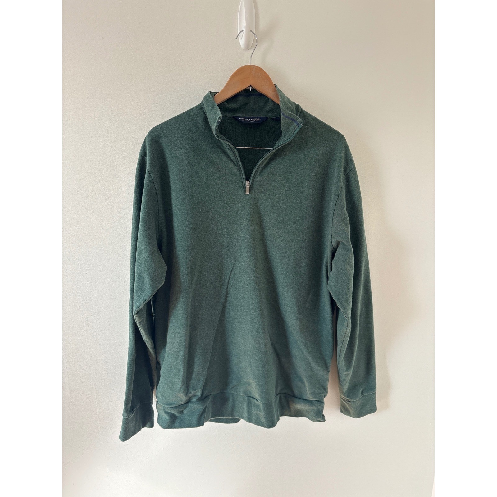 Polo Golf Ralph Lauren Men's Green 100% Pima Cotton 1/4 Zip Pullover Sweatshirt