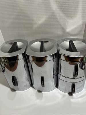 Vintage Kromex Kitchen Canister Set Sugar Flour Coffee Tea Mid Century 