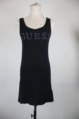 GUESS Robe Décontractée Vintage Femme Manches Courtes Bleu Logo, Taille M - Photo 1/4