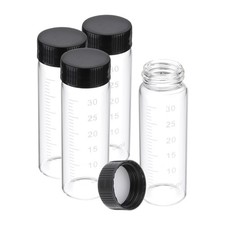 4pcs 30ml Small Clear Glass Vials with Black Screw Cap Glass Graduated