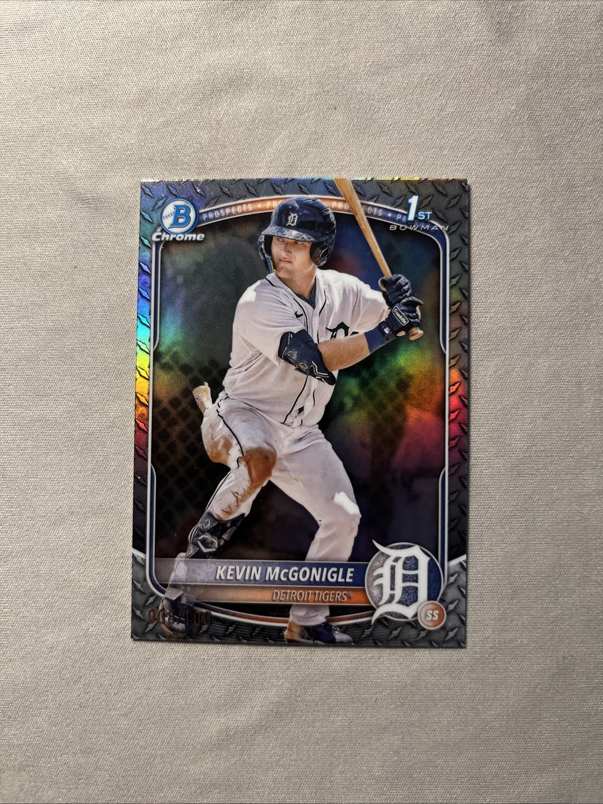 2025 Bowman Chrome Prospect 1st Kevin McGonigle Steel Metal /100 RC