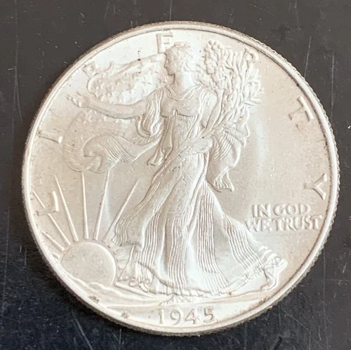 1945 Mint BU Uncirculated Walking Liberty Half Dollar Silver