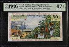 French Antilles 1964 banknote 50 francs PMG 67