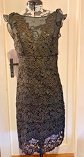 Women's MINT VELVET Black & Gold Sheer & Lacey Dress - size 12