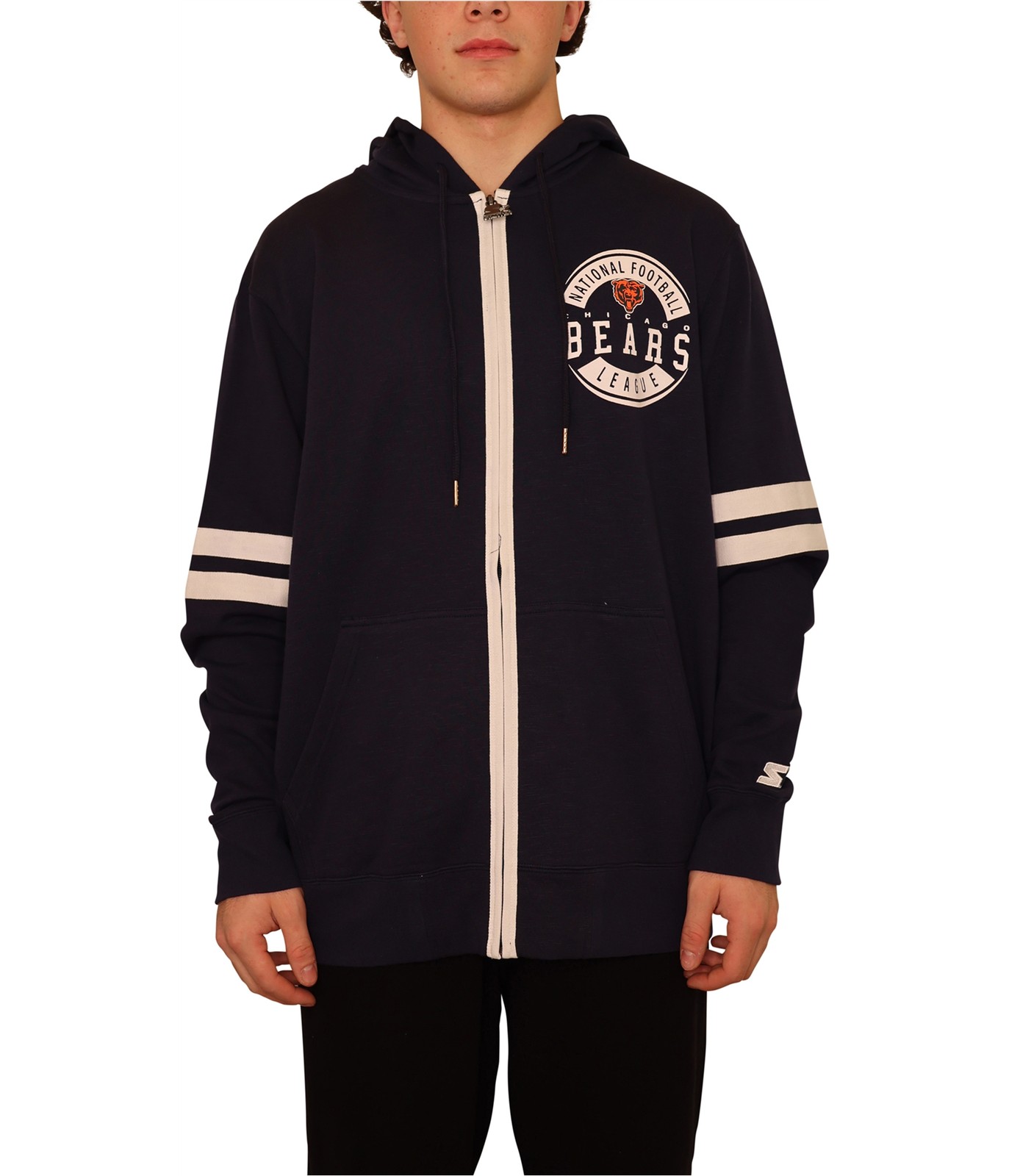 STARTER Mens Chicago Bears Hoodie Sweatshirt Blue Large 6590₽