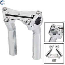 6.5" Tall Pullback Handlebar Risers W/ Top Clamp For Harley 1" Bar Dyna Softail