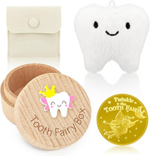 Tooth Fairy Tooth Holder Kit for Kids - Tooth Fairy Box, Coins, Plush Charm Po