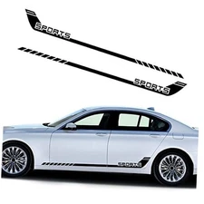 Universal Car Side Skirt Vinly Decals Auto Body Side Sport Racing Stripe Black