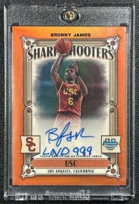 BRONNY JAMES 2023 BOWMAN U CHROME SHARP SHOOTERS AUTO ORANGE 18/25 JUICE LND 999