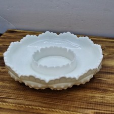 Fenton White Milk Glass Hobnail Chip Dip Snack Bowl Hobnail Heavy Sawtooth Edge Fenton White Milk Glass Hobnail Chip Dip Snack Bowl Hobnail Heavy Sawtooth Edge