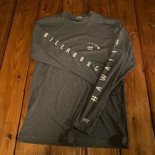 Billabong UV Surf Loose Fit Rash Guard Medium Gray UPF 50 Hawaii Surf Shirt