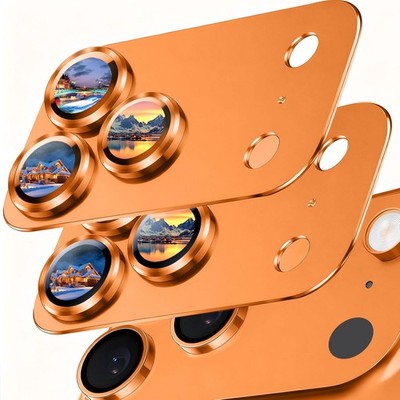 SiHPuoy 2 Pack Lens Protector iPhone 17 Pro Max Orange Metal
